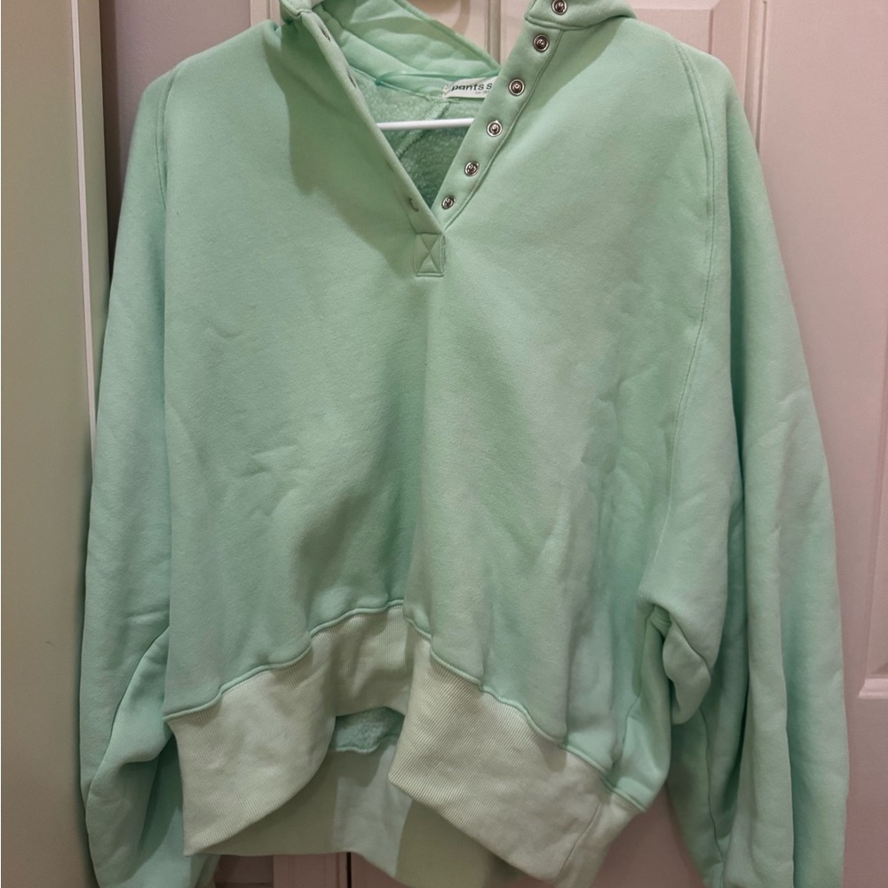Women's Mint Green Snap-Button Hoodie